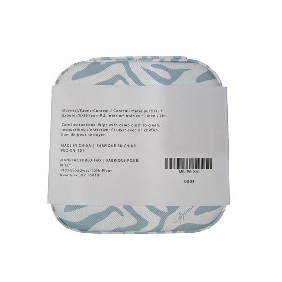 Milly Traveling Jewelry Case Blue White Zebra Print Zipper Closure Compact Size - Picture 2 of 8